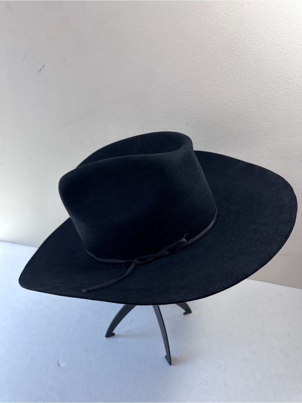 Vtg Pedigree Thoroughbred Black Cowboy Hat 5XXXXX Moleskin Finish Morris Chicago